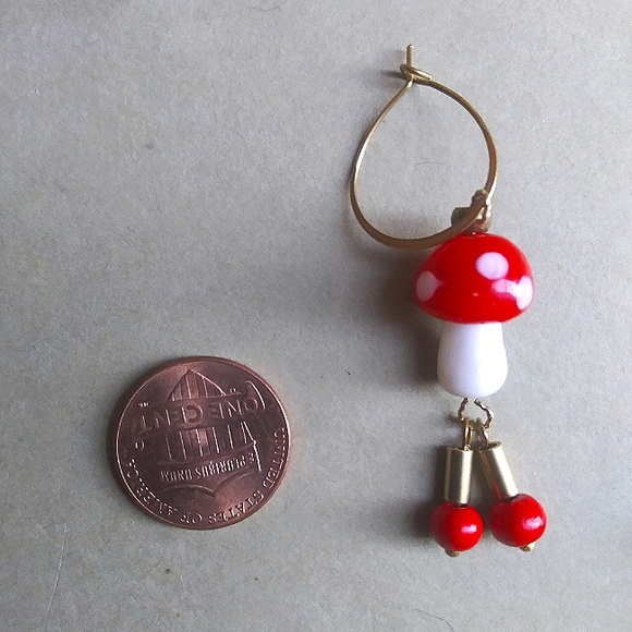 Dainty Amanita Hoop Dangles - Picture 4 of 5